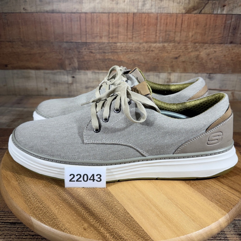 Skechers Sneakers Mens 14 Tan Moreno Ederson Shoes Canvas Lace Up Memory Foam